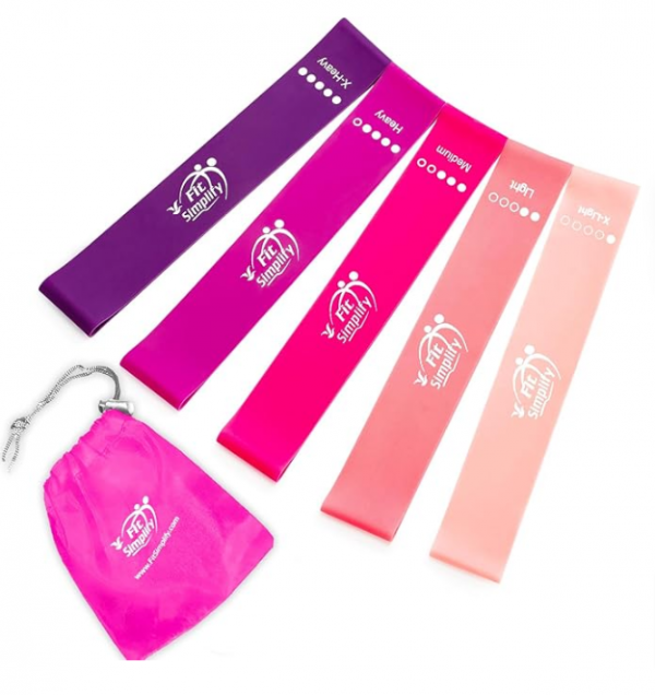 Fit Simplify Resistance Loop Exercise Bands with Instruction Guide and Carry Bag, Set of 5 - Image 5