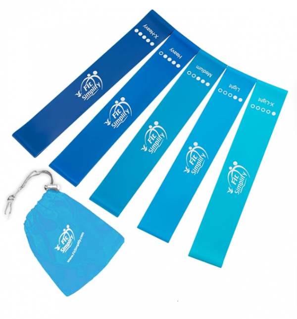 Fit Simplify Resistance Loop Exercise Bands with Instruction Guide and Carry Bag, Set of 5 - Image 4