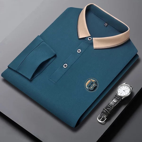 Men’s Casual Polo Long Sleeved T-shirt Embroidered Cotton - Image 6