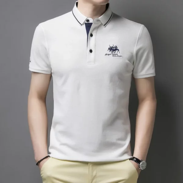 Men's Embroidered Polo Casual Lapel Short Sleeve T-shirt Men Shirts - Image 6