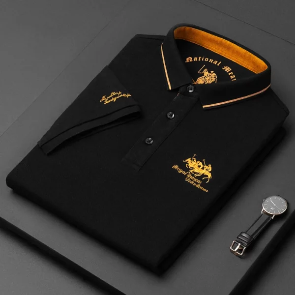 Men's Embroidered Polo Casual Lapel Short Sleeve T-shirt Men Shirts