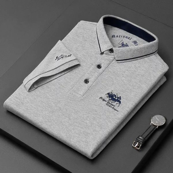 Men's Embroidered Polo Casual Lapel Short Sleeve T-shirt Men Shirts - Image 3