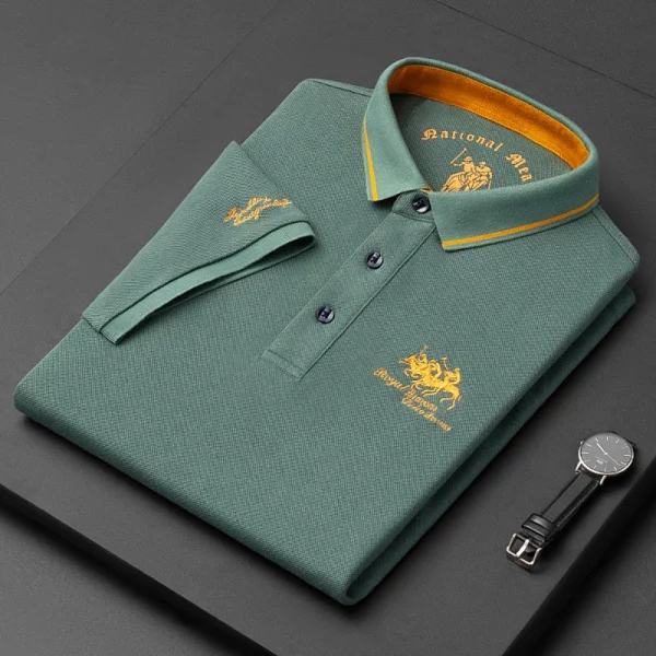Men's Embroidered Polo Casual Lapel Short Sleeve T-shirt Men Shirts - Image 2