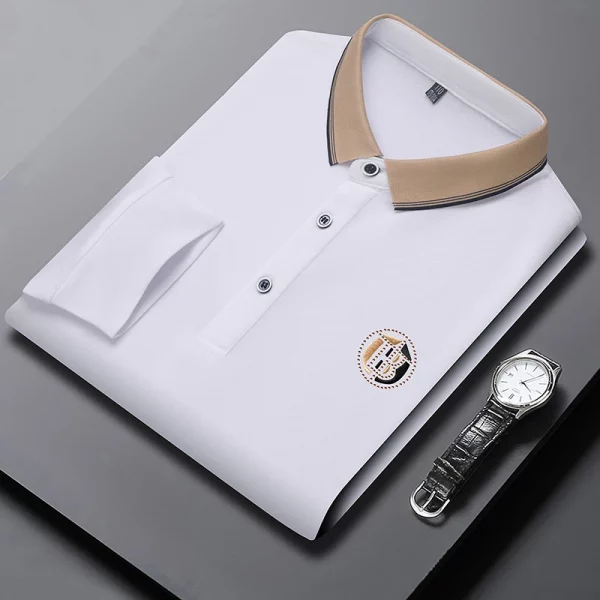Men’s Casual Polo Long Sleeved T-shirt Embroidered Cotton - Image 4