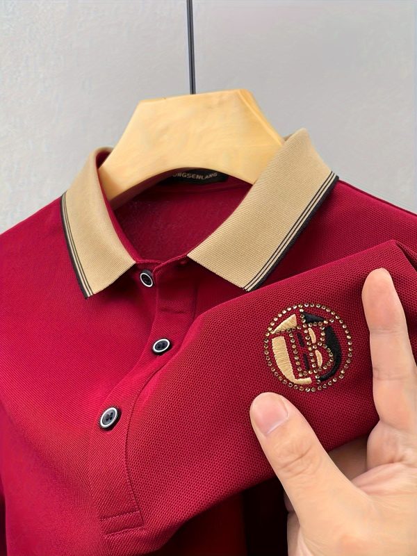 Men's Simple Long Sleeve Lapel Golf Tennis Sports Shirt for Spring, Fall, and Winter - Classic Top for Men's Clothing - Image 3