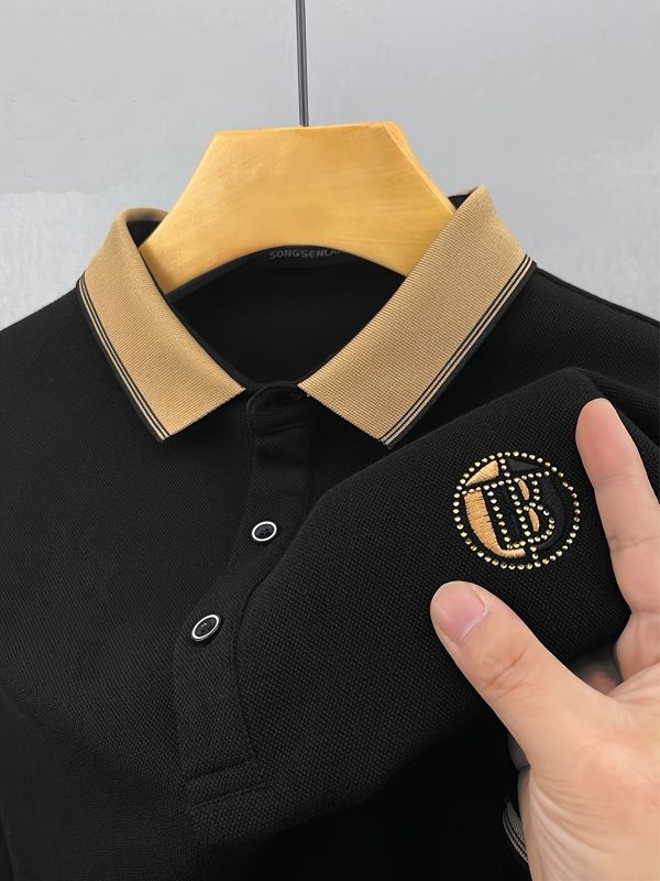 Men's Simple Long Sleeve Lapel Golf Tennis Sports Shirt for Spring, Fall, and Winter - Classic Top for Men's Clothing - Image 2