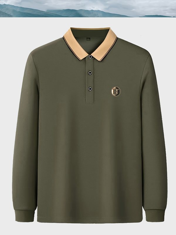 Men's Simple Long Sleeve Lapel Golf Tennis Sports Shirt for Spring, Fall, and Winter - Classic Top for Men's Clothing - Image 9