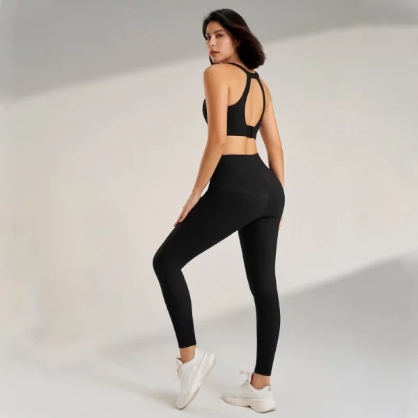 Women's Sports Fitness Set Yoga Running Quick Dry Bra Bra Tight Stretch Nine Points Pants High Waisted Skinny Yoga Set - Image 3
