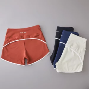 2024 New Color Contrast High Waist Sports Shorts Tight Elastic Peach Hip Training Fitness Yoga Hot Pants