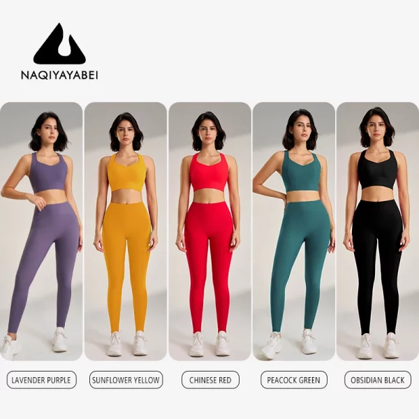 Women's Sports Fitness Set Yoga Running Quick Dry Bra Bra Tight Stretch Nine Points Pants High Waisted Skinny Yoga Set - Image 6