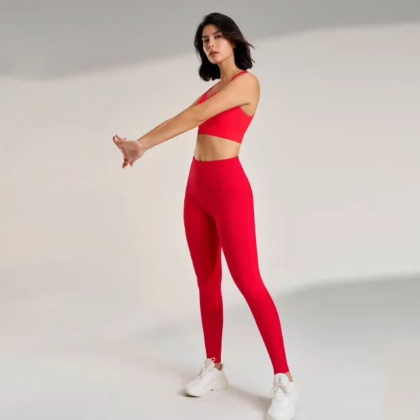 Women's Sports Fitness Set Yoga Running Quick Dry Bra Bra Tight Stretch Nine Points Pants High Waisted Skinny Yoga Set - Image 2