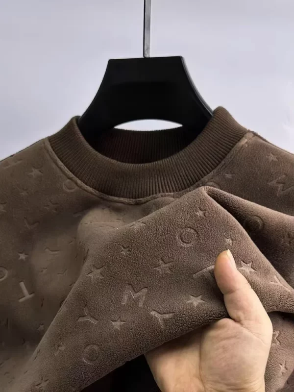 Luxury brand fashion letter jacquard sweater men's round neck autumn winter new item plush thick T-shirt casual warm pullover - Image 2