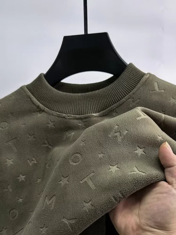 Luxury brand fashion letter jacquard sweater men's round neck autumn winter new item plush thick T-shirt casual warm pullover - Image 3
