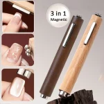 Natural Wood Handle 3 in 1 Super Strong Cat's Eye Magnetic Cylinder Nail Art Tools UV Gel Gel Polish Magnet Stick French & Wide,