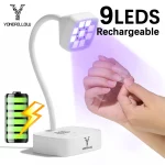 9LEDs Mini UV LED Nail Lamp Portable Rechargeable Cordless Nail Dryer Goosenecks Gel Nail Light For Nail Salon Home DIY Manicure
