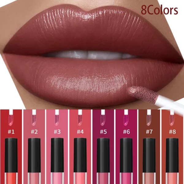 Liquid Lipstick Waterproof  8 Color Vitamin E Makeup Sets Lip Glosses Lip Plumpers Lip Cream Valentine's Day Gifts peel off lip liner stay-n