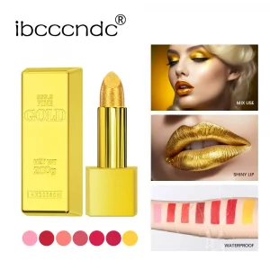 Gold Lipstick Metallic Glitter Sexy Shimmer Lipsticks Long Lasting Batom Waterproof Cosmetic Gold Brick peel off lip liner stay-n