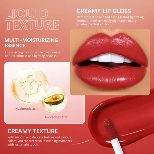 Liquid Lipstick Waterproof  8 Color Vitamin E Makeup Sets Lip Glosses Lip Plumpers Lip Cream Valentine's Day Gifts peel off lip liner stay-n - Image 4