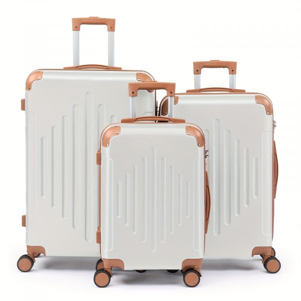 Set 3-Piece  White Portable Traveling Spinner Luggage, Hand Bags Many Colors, TSA  Approval Compliant