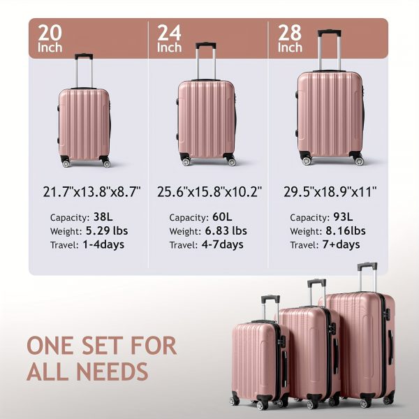 Set 3pcs & single 1 pc ABS Hardshell Luggage Set 20/24/28 Inch, 4 Spinner Wheels & TSA Lock Suitcases - Image 15