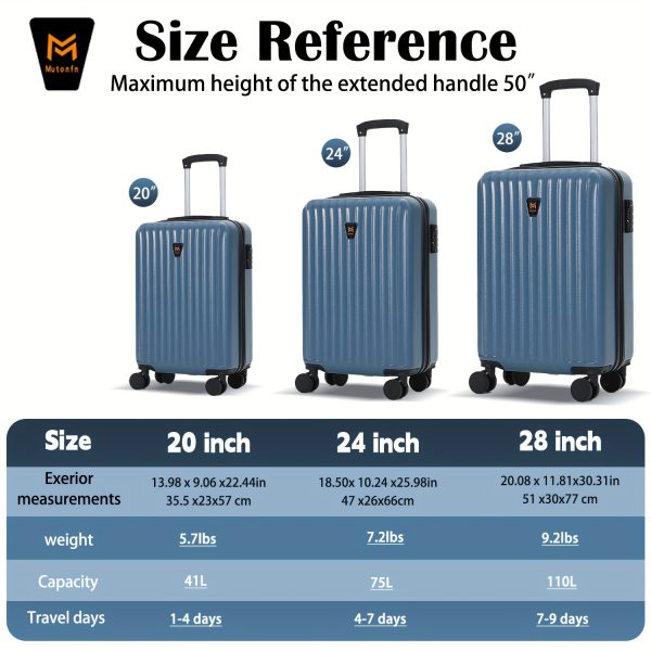 Set 3pcs Lightweight Hardshell Luggage Use TSA Lock, Double Spinner Wheels - Image 4