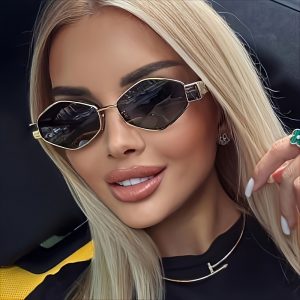 Fashionable Retro Metal Polygonal Glasses