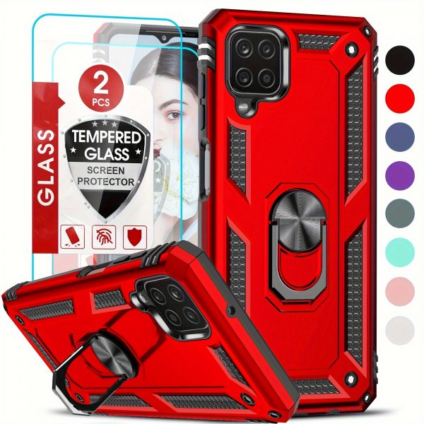 Samsung Case A12 Stand, 2 Tempered Glass Screen Protectors - Image 2