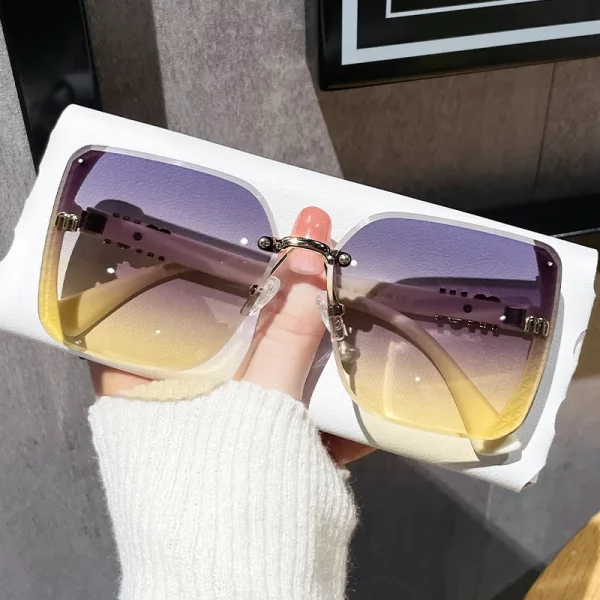 Sunglasses Women Luxury Brand Letters Anti Strong Light Vintage Rimless - Image 2