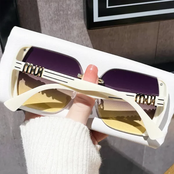 Sunglasses Women Luxury Brand Letters Anti Strong Light Vintage Rimless - Image 5