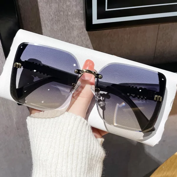 Sunglasses Women Luxury Brand Letters Anti Strong Light Vintage Rimless - Image 3