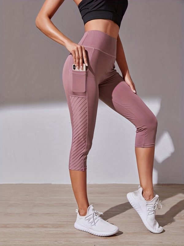 Wide Waistband Tummy Control Hip Lifting Sports Capri Pants - Image 4