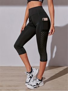 Wide Waistband Tummy Control Hip Lifting Sports Capri Pants
