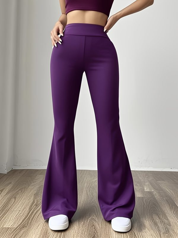 High-Waisted Flared Pants - Elegant Non-See-Through Trousers - Image 2