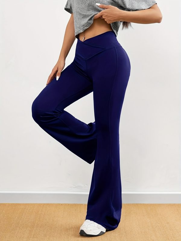 High Stretch Women's Yoga Pants, Cross Waist Retro Flare Leg - Image 4