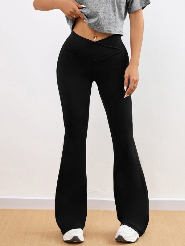 High Stretch Women's Yoga Pants, Cross Waist Retro Flare Leg