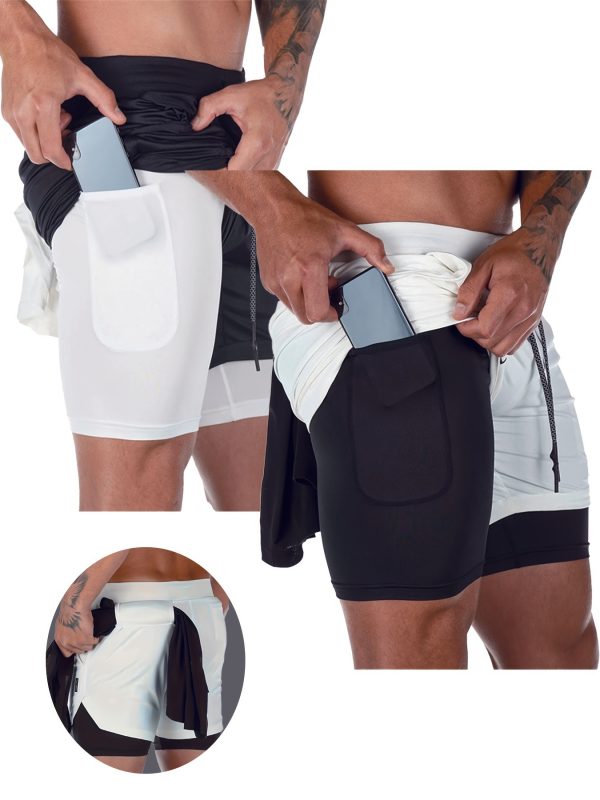 Men's 2 in 1 Drawstring Shorts, Casual Shorts with Towel Loop & Phone Pockets, - Image 4