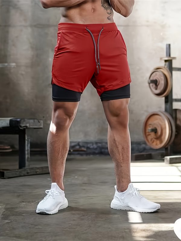 Men's 2 in 1 Drawstring Shorts, Casual Shorts with Towel Loop & Phone Pockets, - Image 9